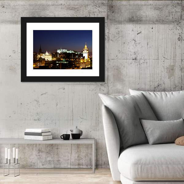 View Of Edinburgh Castle From Calton Hill At Night Canvas Wall Art-3 Horizontal-Gallery Wrap-25" x 16"-Tiaracle