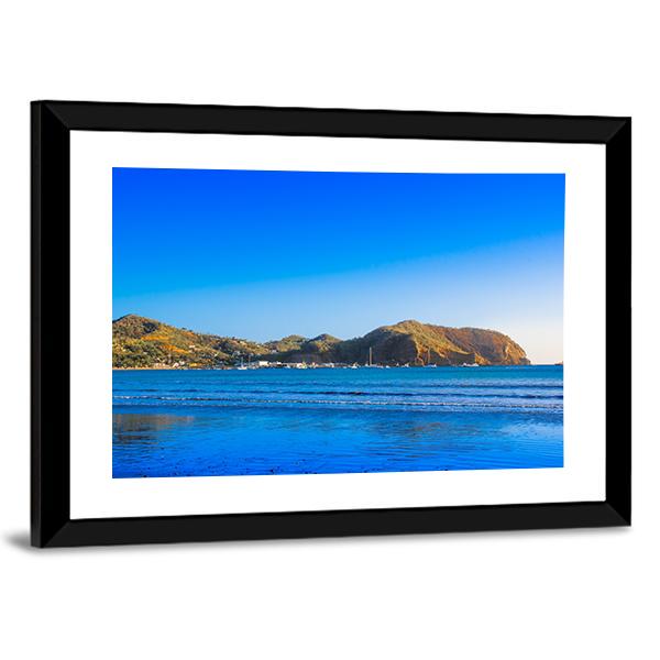 View Of Empty Blue Water Beach Canvas Wall Art-3 Horizontal-Gallery Wrap-25&quot; x 16&quot;-Tiaracle