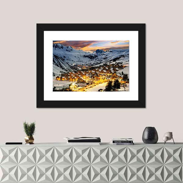 View Of Evening Landscape In French Alps Canvas Wall Art-1 Piece-Framed Print-20" x 16"-Tiaracle