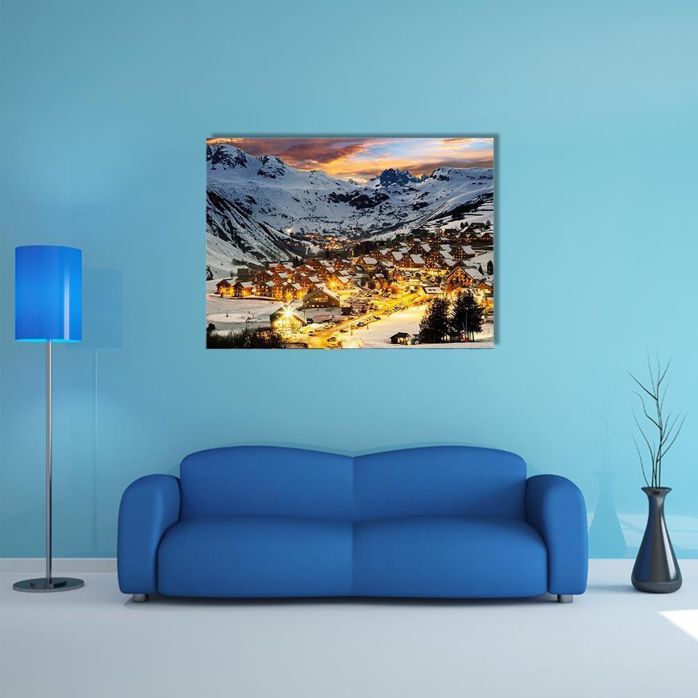 View Of Evening Landscape In French Alps Canvas Wall Art-4 Horizontal-Gallery Wrap-34" x 24"-Tiaracle