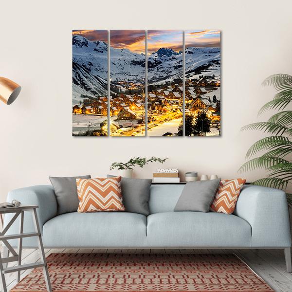 View Of Evening Landscape In French Alps Canvas Wall Art-4 Horizontal-Gallery Wrap-34" x 24"-Tiaracle