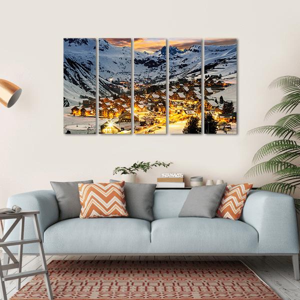 View Of Evening Landscape In French Alps Canvas Wall Art-5 Horizontal-Gallery Wrap-22" x 12"-Tiaracle