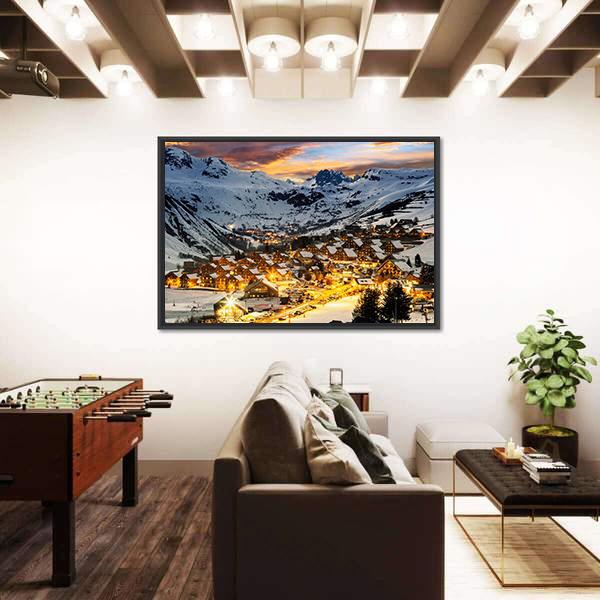 View Of Evening Landscape In French Alps Canvas Wall Art-5 Horizontal-Gallery Wrap-22" x 12"-Tiaracle