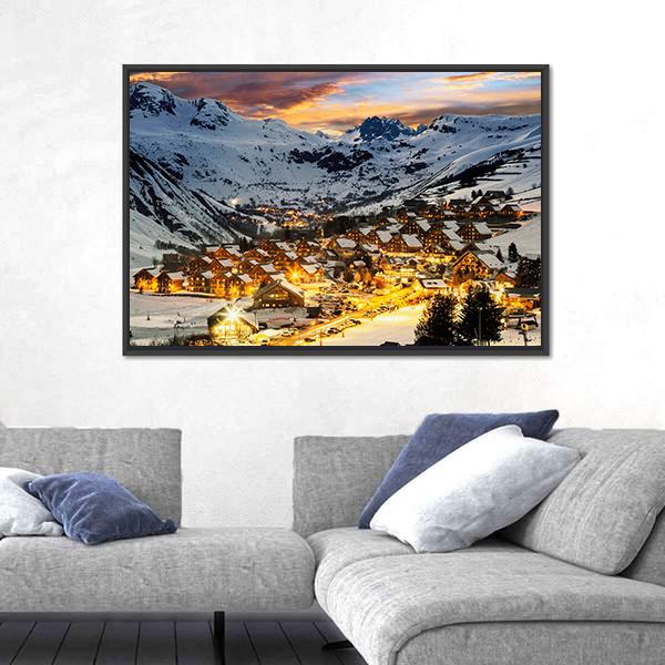 View Of Evening Landscape In French Alps Canvas Wall Art-5 Horizontal-Gallery Wrap-22" x 12"-Tiaracle
