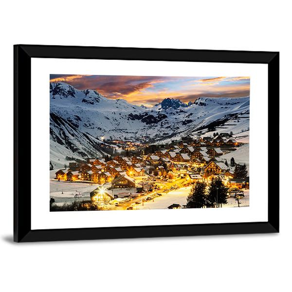 View Of Evening Landscape In French Alps Canvas Wall Art-5 Horizontal-Gallery Wrap-22" x 12"-Tiaracle