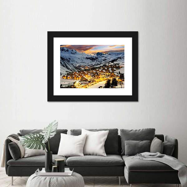 View Of Evening Landscape In French Alps Canvas Wall Art-5 Horizontal-Gallery Wrap-22" x 12"-Tiaracle