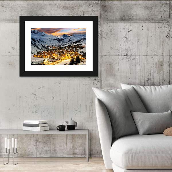View Of Evening Landscape In French Alps Canvas Wall Art-5 Horizontal-Gallery Wrap-22" x 12"-Tiaracle