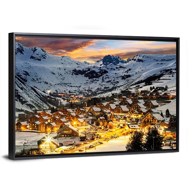 View Of Evening Landscape In French Alps Canvas Wall Art-5 Horizontal-Gallery Wrap-22" x 12"-Tiaracle