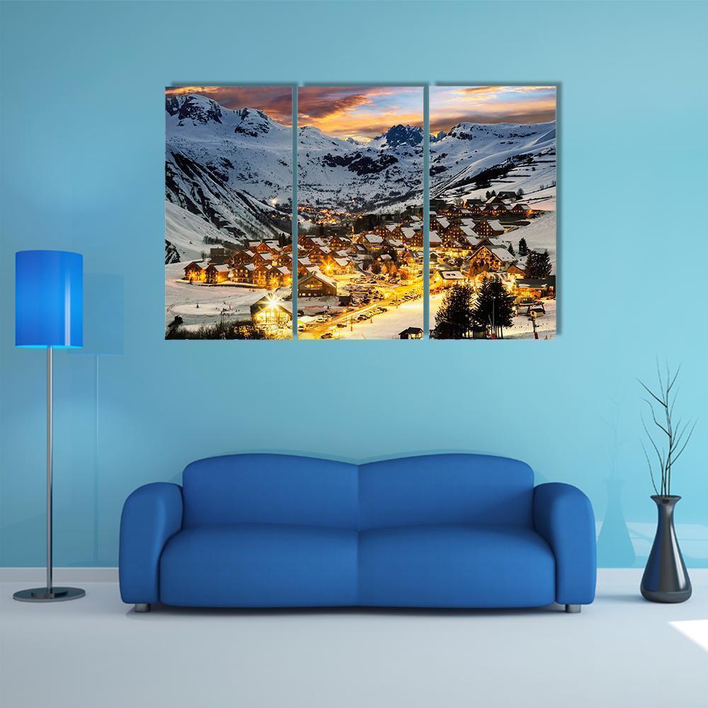 View Of Evening Landscape In French Alps Canvas Wall Art-3 Horizontal-Gallery Wrap-37" x 24"-Tiaracle