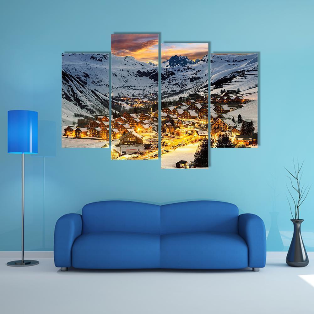 View Of Evening Landscape In French Alps Canvas Wall Art-4 Pop-Gallery Wrap-50" x 32"-Tiaracle