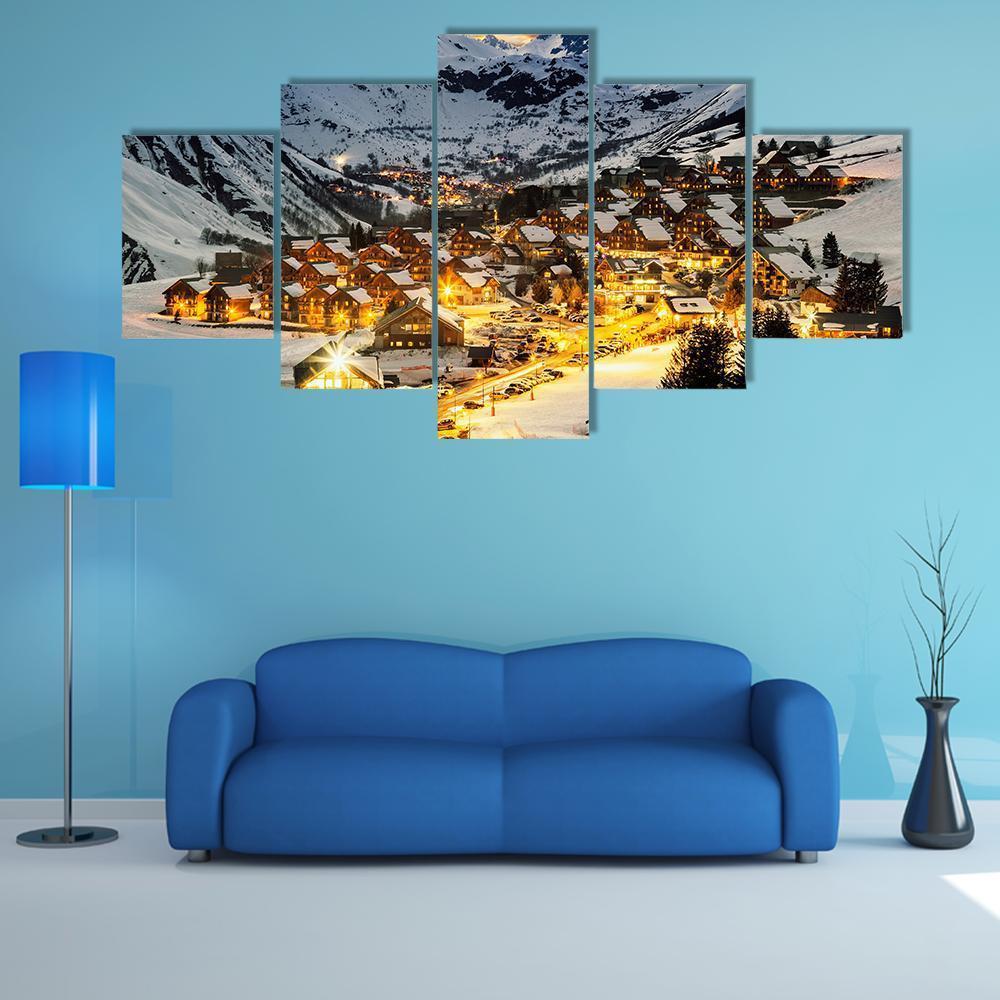 View Of Evening Landscape In French Alps Canvas Wall Art-5 Star-Gallery Wrap-62" x 32"-Tiaracle