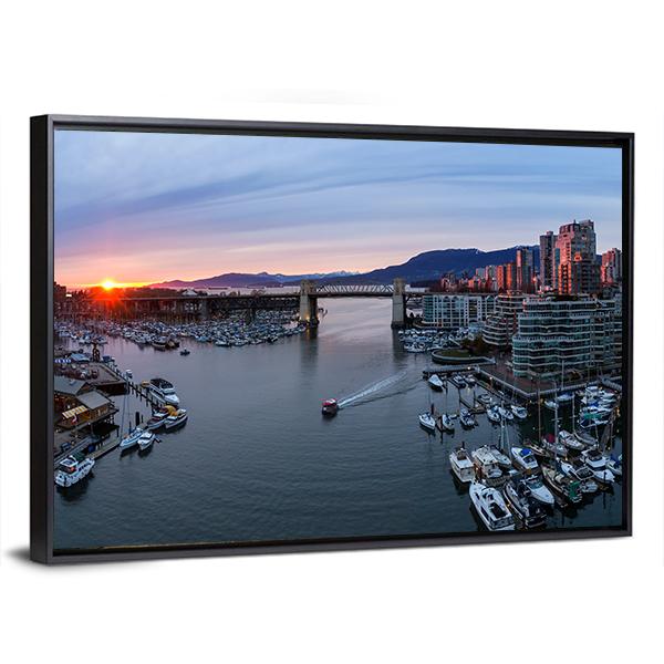 View Of False Creek In Downtown Vancouver Canvas Wall Art-3 Horizontal-Gallery Wrap-25" x 16"-Tiaracle