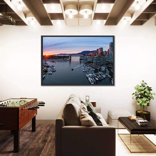 View Of False Creek In Downtown Vancouver Canvas Wall Art-3 Horizontal-Gallery Wrap-25" x 16"-Tiaracle