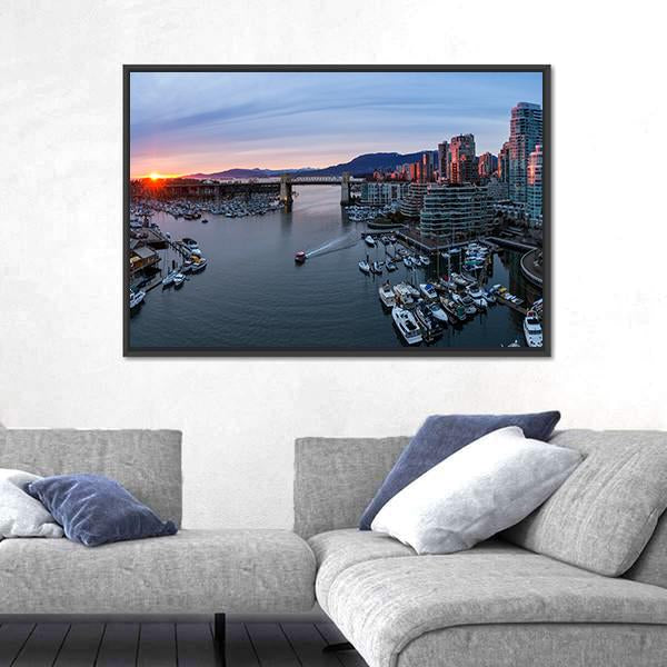 View Of False Creek In Downtown Vancouver Canvas Wall Art-3 Horizontal-Gallery Wrap-25" x 16"-Tiaracle