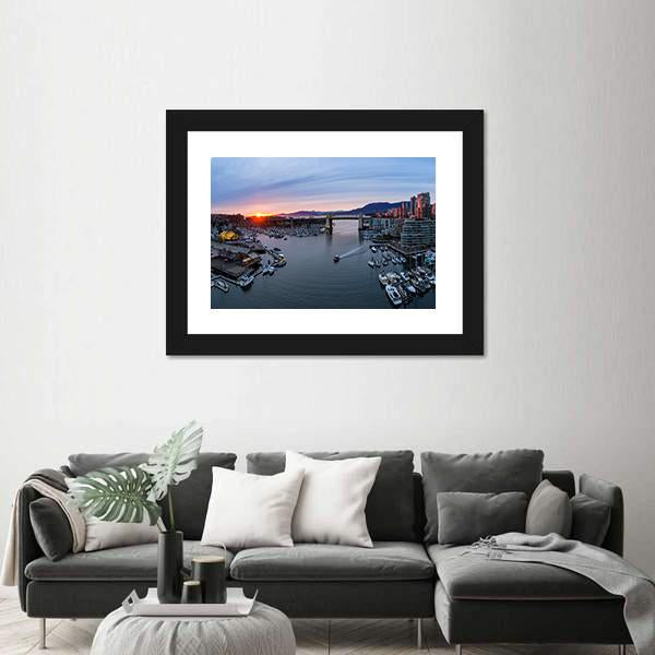 View Of False Creek In Downtown Vancouver Canvas Wall Art-3 Horizontal-Gallery Wrap-25" x 16"-Tiaracle