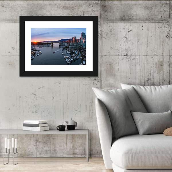 View Of False Creek In Downtown Vancouver Canvas Wall Art-3 Horizontal-Gallery Wrap-25" x 16"-Tiaracle