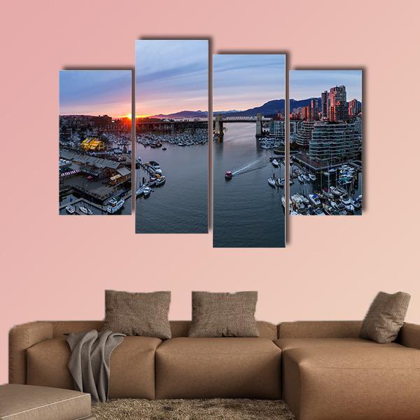 View Of False Creek In Downtown Vancouver Canvas Wall Art-4 Pop-Gallery Wrap-50" x 32"-Tiaracle