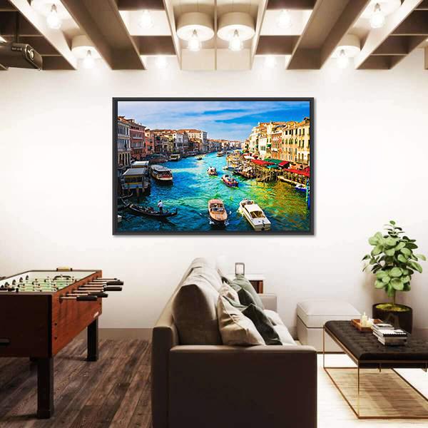 View Of Famous Grand Canal In Venice Canvas Wall Art-3 Horizontal-Gallery Wrap-25" x 16"-Tiaracle