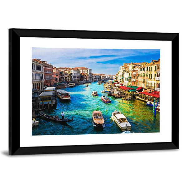 View Of Famous Grand Canal In Venice Canvas Wall Art-3 Horizontal-Gallery Wrap-25" x 16"-Tiaracle