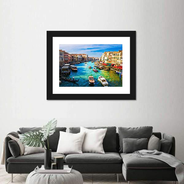View Of Famous Grand Canal In Venice Canvas Wall Art-3 Horizontal-Gallery Wrap-25" x 16"-Tiaracle
