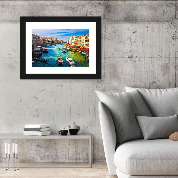 View Of Famous Grand Canal In Venice Canvas Wall Art-3 Horizontal-Gallery Wrap-25" x 16"-Tiaracle