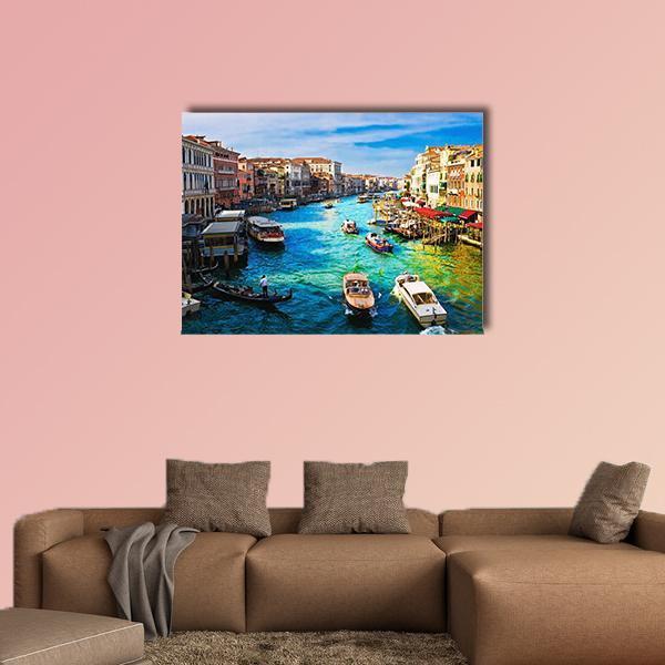 View Of Famous Grand Canal In Venice Canvas Wall Art-1 Piece-Gallery Wrap-48" x 32"-Tiaracle