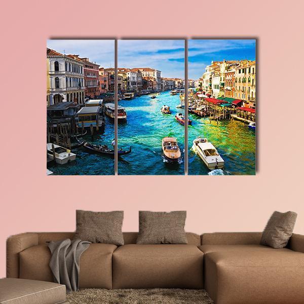 View Of Famous Grand Canal In Venice Canvas Wall Art-3 Horizontal-Gallery Wrap-37" x 24"-Tiaracle