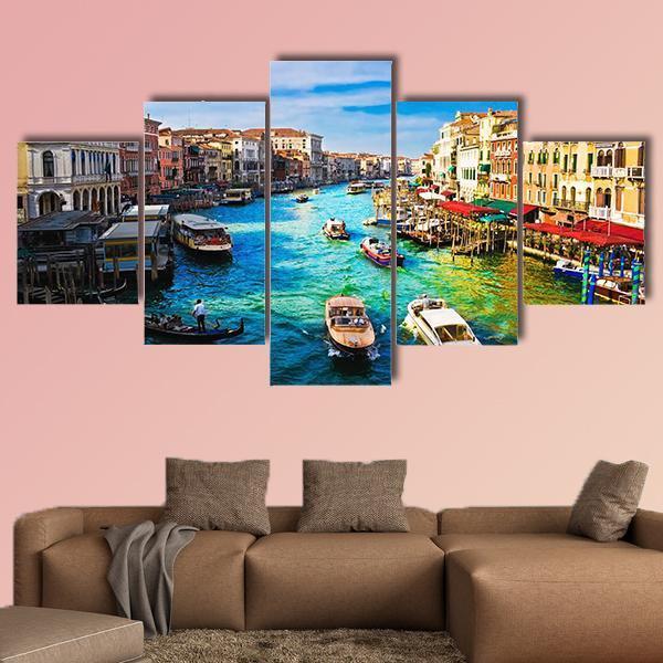 View Of Famous Grand Canal In Venice Canvas Wall Art-5 Star-Gallery Wrap-62" x 32"-Tiaracle