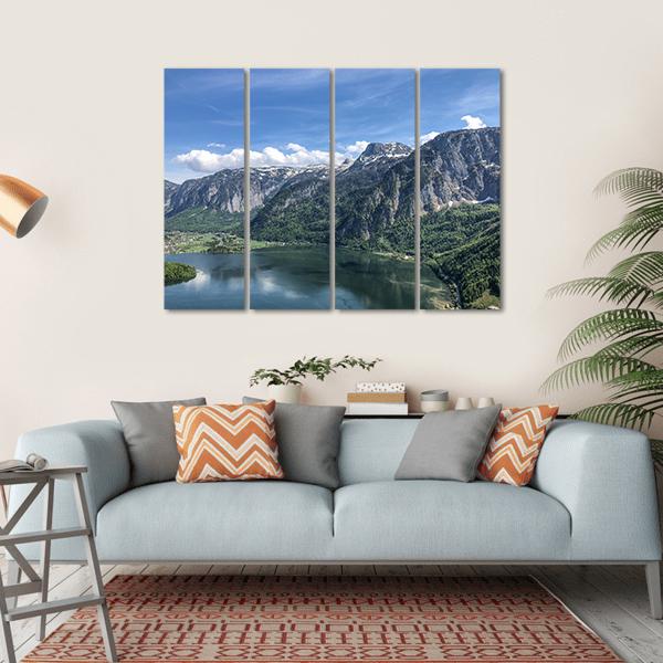 View Of Famous Hallstatt Lake Canvas Wall Art-4 Horizontal-Gallery Wrap-34" x 24"-Tiaracle