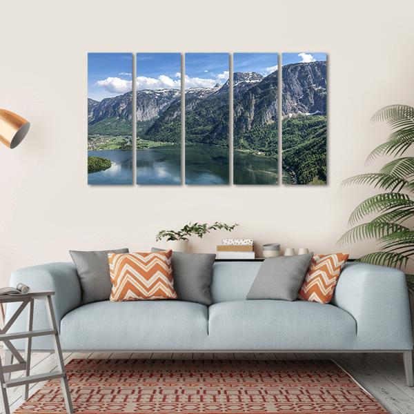 View Of Famous Hallstatt Lake Canvas Wall Art-5 Horizontal-Gallery Wrap-22" x 12"-Tiaracle