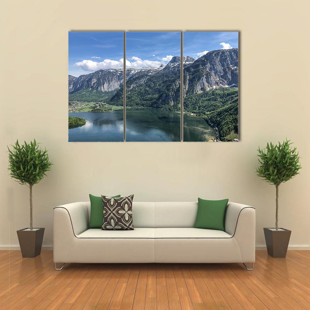 View Of Famous Hallstatt Lake Canvas Wall Art-3 Horizontal-Gallery Wrap-37" x 24"-Tiaracle