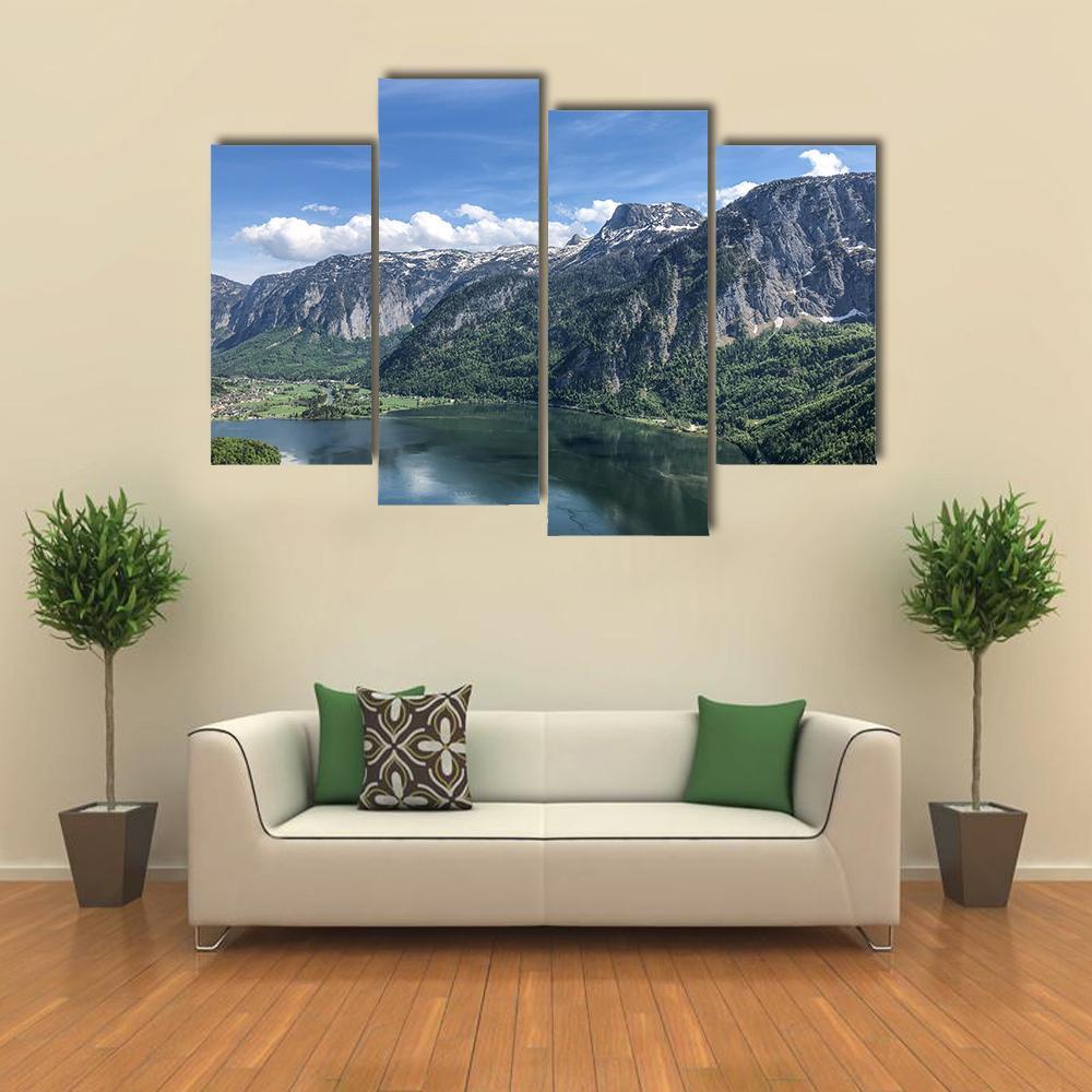 View Of Famous Hallstatt Lake Canvas Wall Art-4 Pop-Gallery Wrap-50" x 32"-Tiaracle