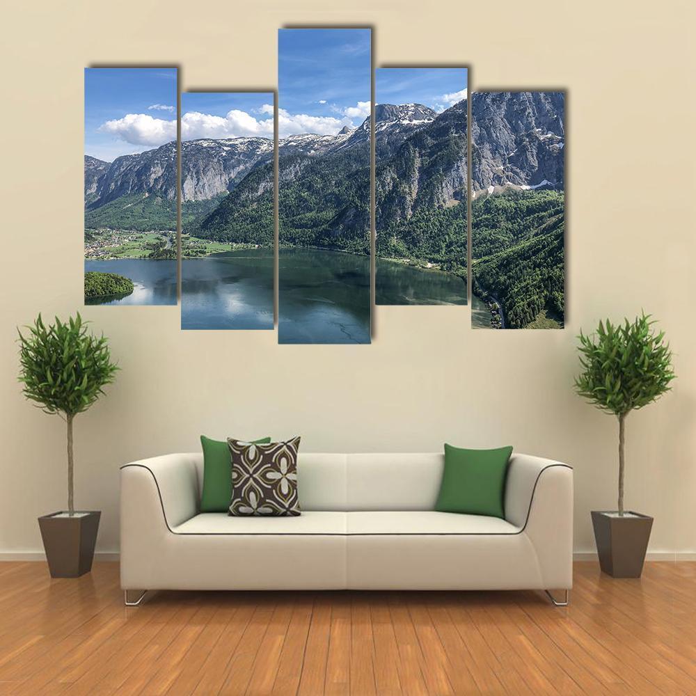View Of Famous Hallstatt Lake Canvas Wall Art-5 Pop-Gallery Wrap-47" x 32"-Tiaracle