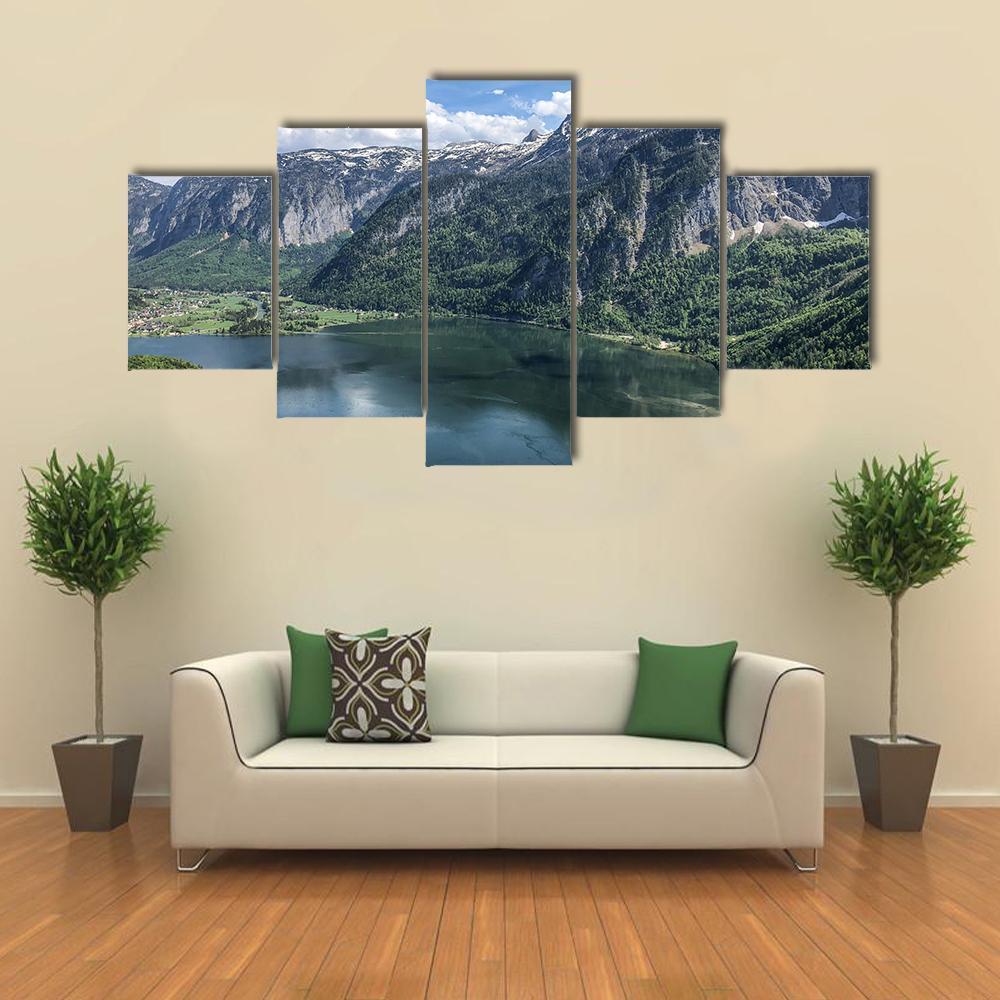 View Of Famous Hallstatt Lake Canvas Wall Art-5 Star-Gallery Wrap-62" x 32"-Tiaracle