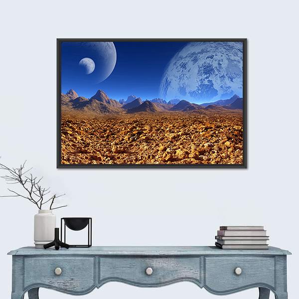 View Of Fantasy Landscape Canvas Wall Art-1 Piece-Floating Frame-24" x 16"-Tiaracle
