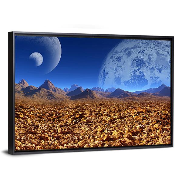 View Of Fantasy Landscape Canvas Wall Art-3 Horizontal-Gallery Wrap-25" x 16"-Tiaracle