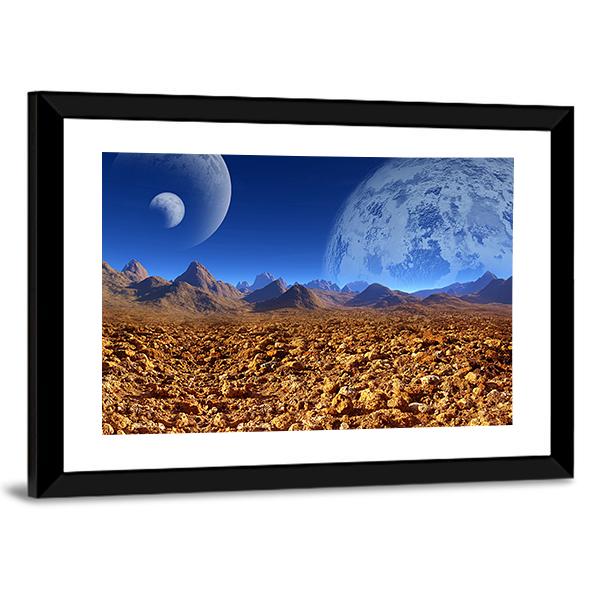 View Of Fantasy Landscape Canvas Wall Art-3 Horizontal-Gallery Wrap-25" x 16"-Tiaracle