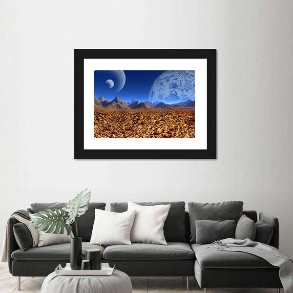 View Of Fantasy Landscape Canvas Wall Art-3 Horizontal-Gallery Wrap-25" x 16"-Tiaracle