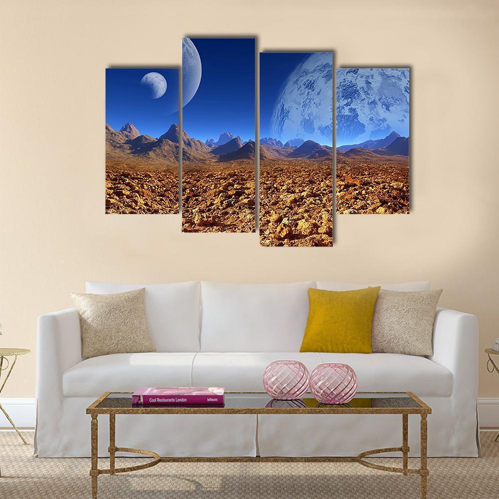 View Of Fantasy Landscape Canvas Wall Art-4 Pop-Gallery Wrap-50" x 32"-Tiaracle