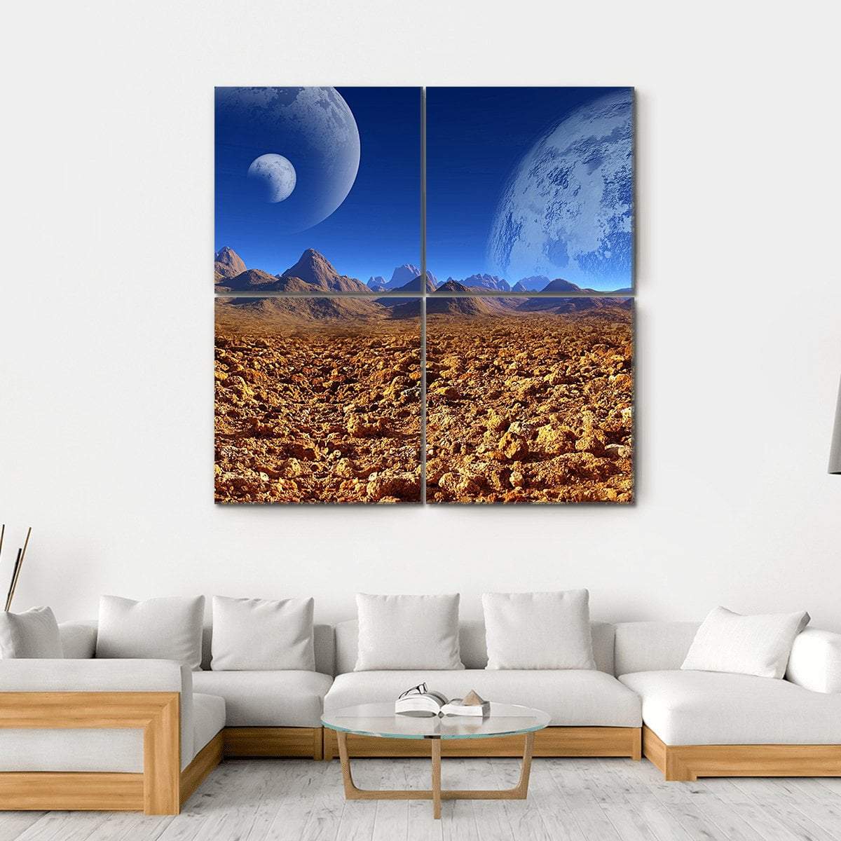 View Of Fantasy Landscape Canvas Wall Art-4 Square-Gallery Wrap-17" x 17"-Tiaracle