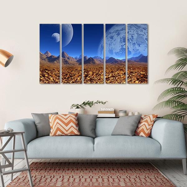 View Of Fantasy Landscape Canvas Wall Art-5 Horizontal-Gallery Wrap-22" x 12"-Tiaracle
