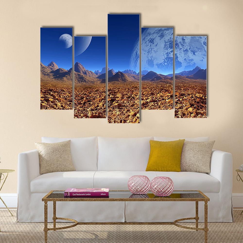 View Of Fantasy Landscape Canvas Wall Art-5 Pop-Gallery Wrap-47" x 32"-Tiaracle