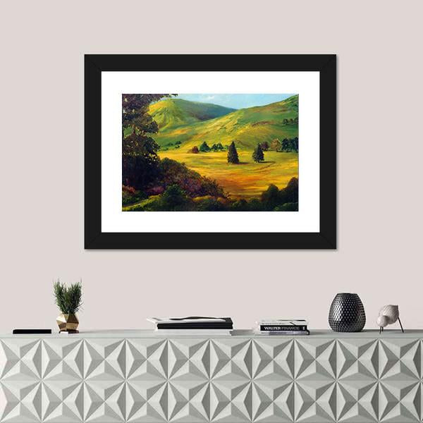 View Of Farm Fields Oil Painting Canvas Wall Art-1 Piece-Framed Print-20" x 16"-Tiaracle