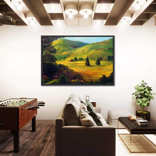 View Of Farm Fields Oil Painting Canvas Wall Art-5 Horizontal-Gallery Wrap-22" x 12"-Tiaracle