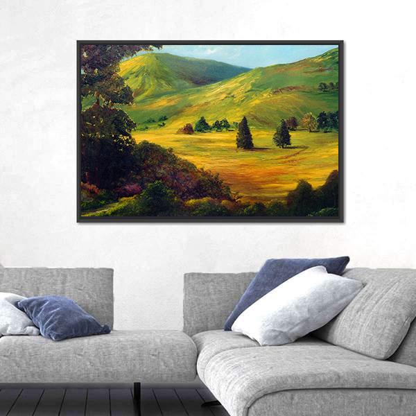 View Of Farm Fields Oil Painting Canvas Wall Art-3 Horizontal-Gallery Wrap-25" x 16"-Tiaracle