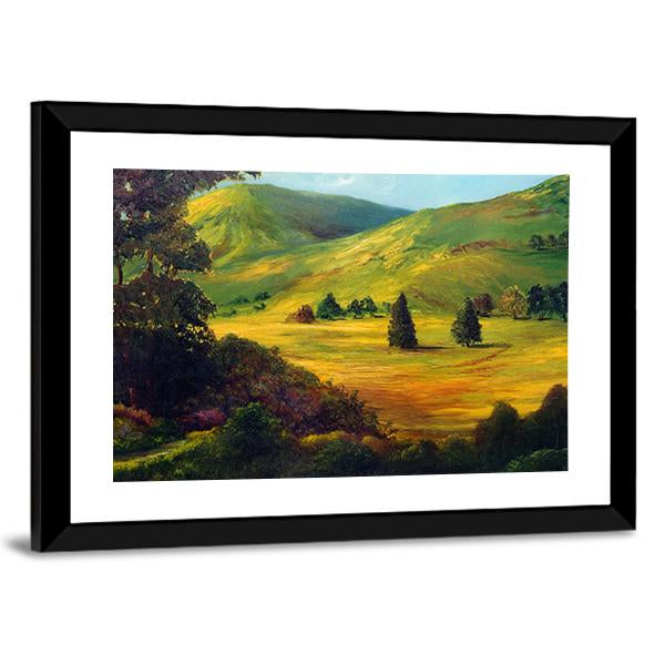 View Of Farm Fields Oil Painting Canvas Wall Art-3 Horizontal-Gallery Wrap-25" x 16"-Tiaracle