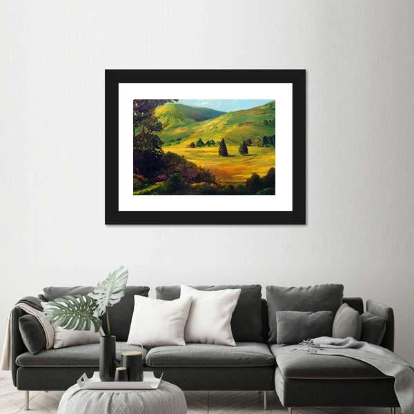 View Of Farm Fields Oil Painting Canvas Wall Art-3 Horizontal-Gallery Wrap-25" x 16"-Tiaracle