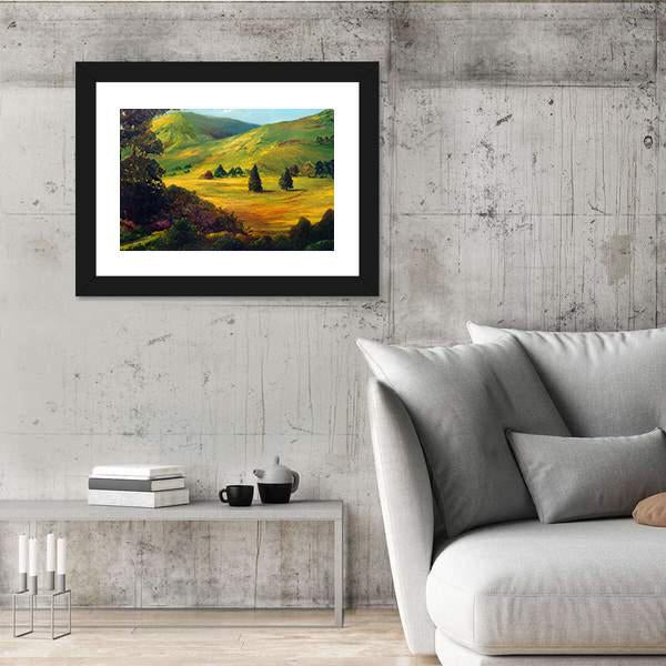 View Of Farm Fields Oil Painting Canvas Wall Art-5 Horizontal-Gallery Wrap-22" x 12"-Tiaracle