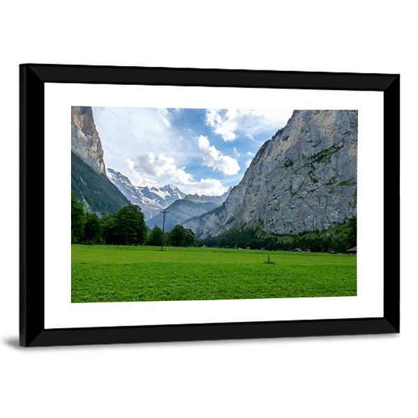 View Of Field And Mountains Against Sky Canvas Wall Art-3 Horizontal-Gallery Wrap-25" x 16"-Tiaracle