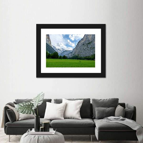 View Of Field And Mountains Against Sky Canvas Wall Art-3 Horizontal-Gallery Wrap-25" x 16"-Tiaracle
